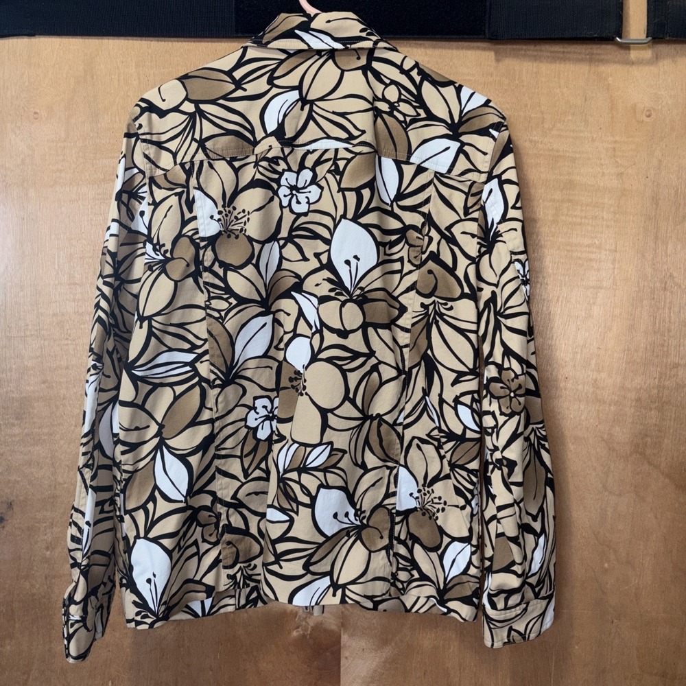 Alfred Dunner Ladies Black Tan‎ White Floral Embellished Jacket 16 - Picture 4 of 8